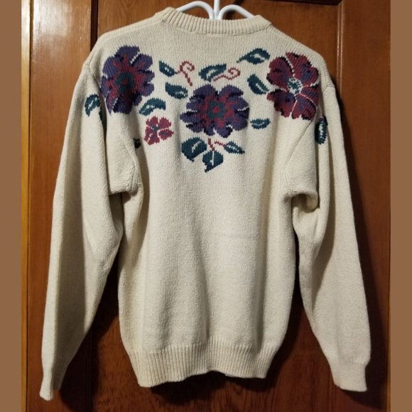 Floral leaf on all sides, S, vintage 80s, wool sweater, Northern Reflections - Picture 2 of 5